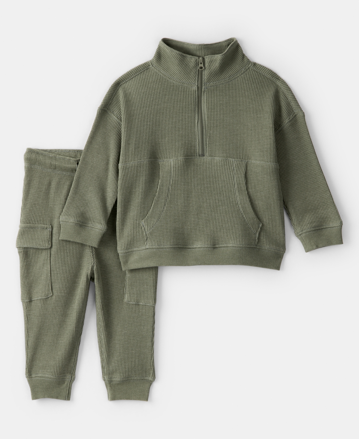 Carter's Baby Boys 2-piece Quarter Zip Jacket And Jogger Pants Set In Green