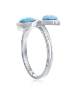 Sterling Silver, Multi Irregular-Shaped Larimar Ring