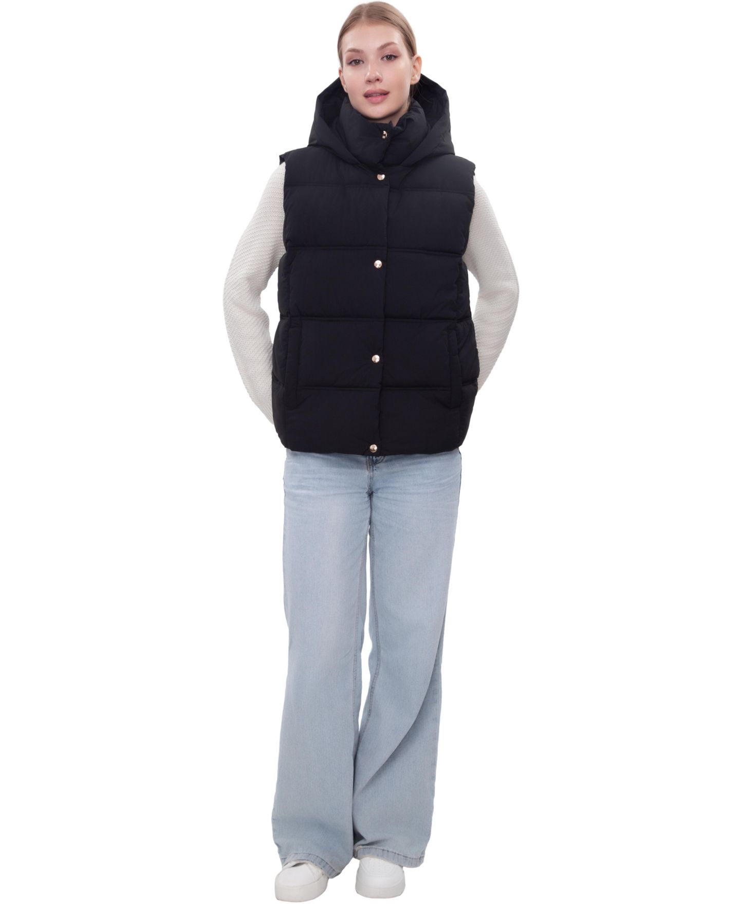 Женский жилет Rokka&Rolla Midweight Puffer Vest, цвет: Чёрный — фото 6