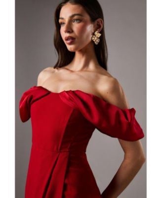 Volume Sleeve Corset Column Maxi Dress