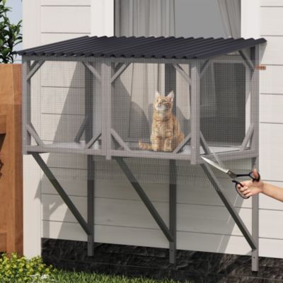 43.3 Outdoor Cat Window Box with Bug Proof Net