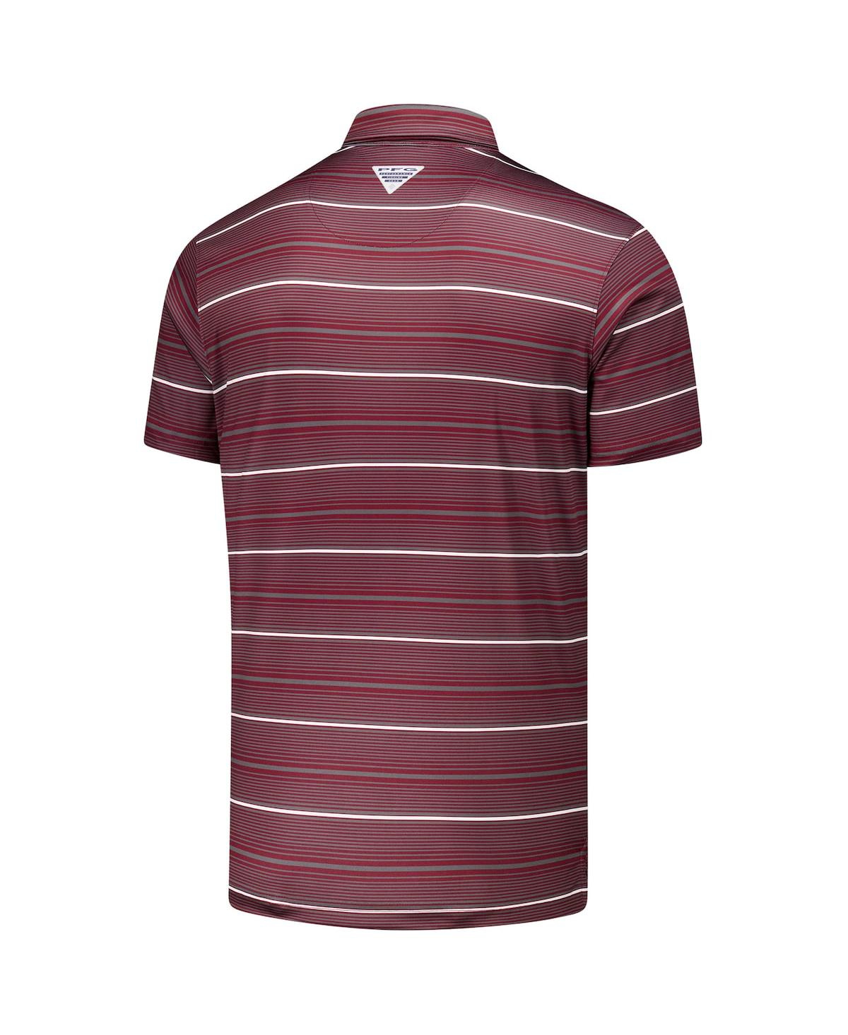 Columbia Men's Maroon Texas A&m Aggies Pfg Super Terminal Tackle Omni-shade Stripe Polo Shirt In Burgundy