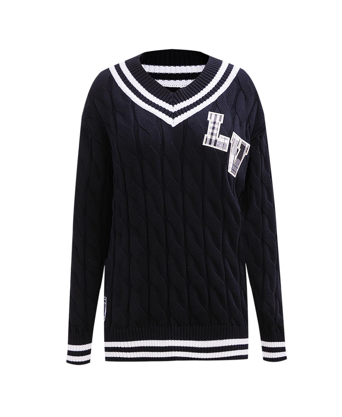 Pro Standard Women's Black Las Vegas Raiders Prep V-neck Pullover Sweater In Black
