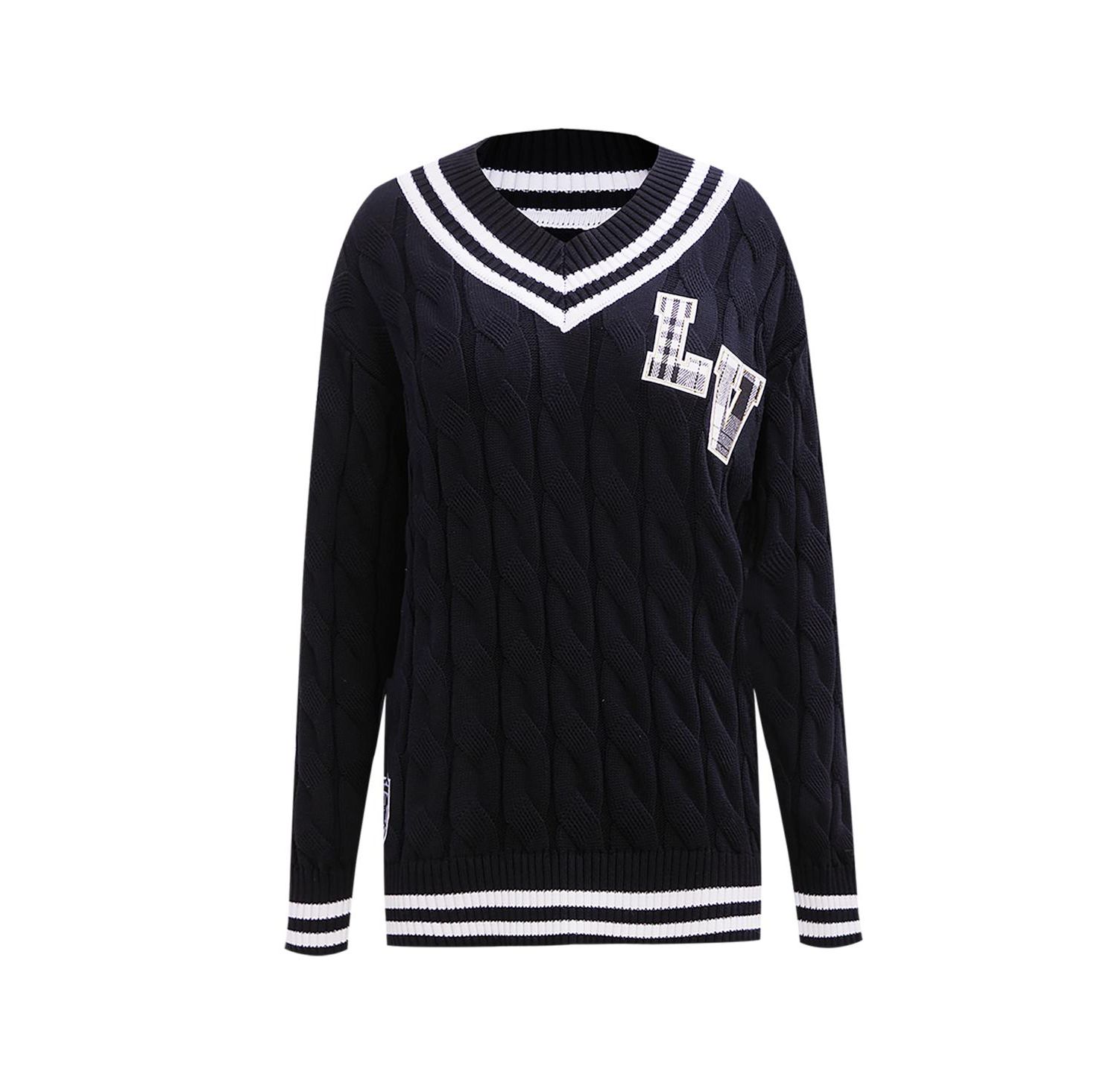 Women's Black Las Vegas Raiders Prep V-Neck Pullover Sweater