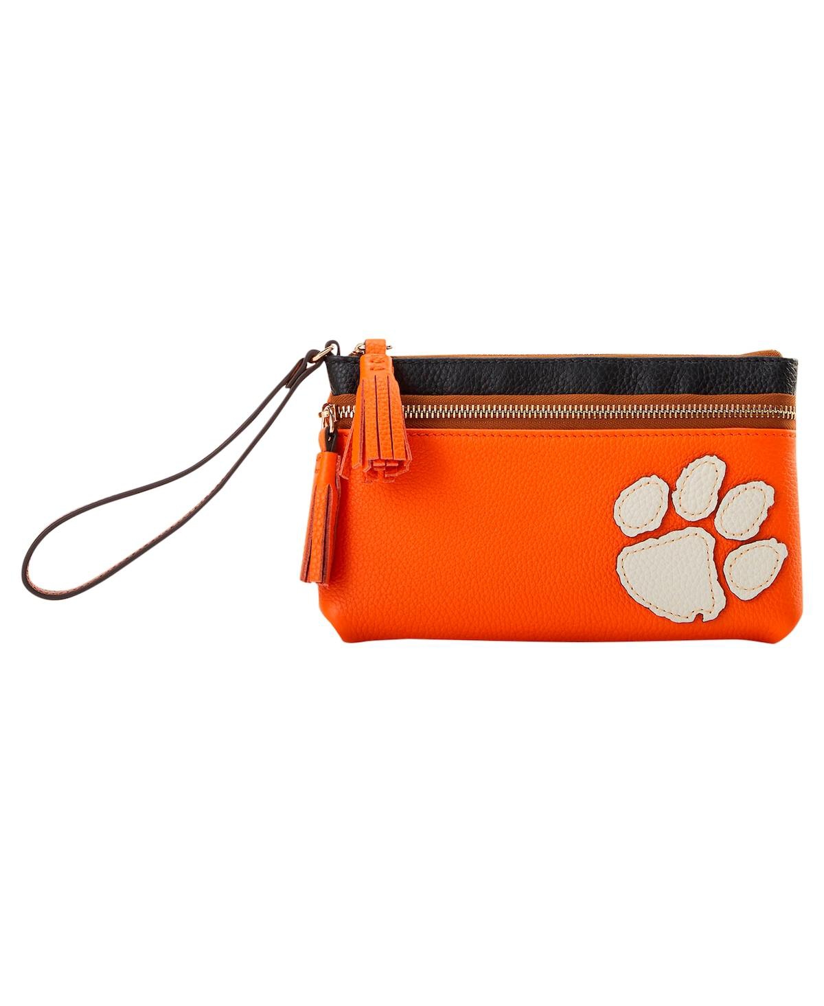 Dooney & Bourke Clemson Tigers Infield Double-zip Wristlet In Orange