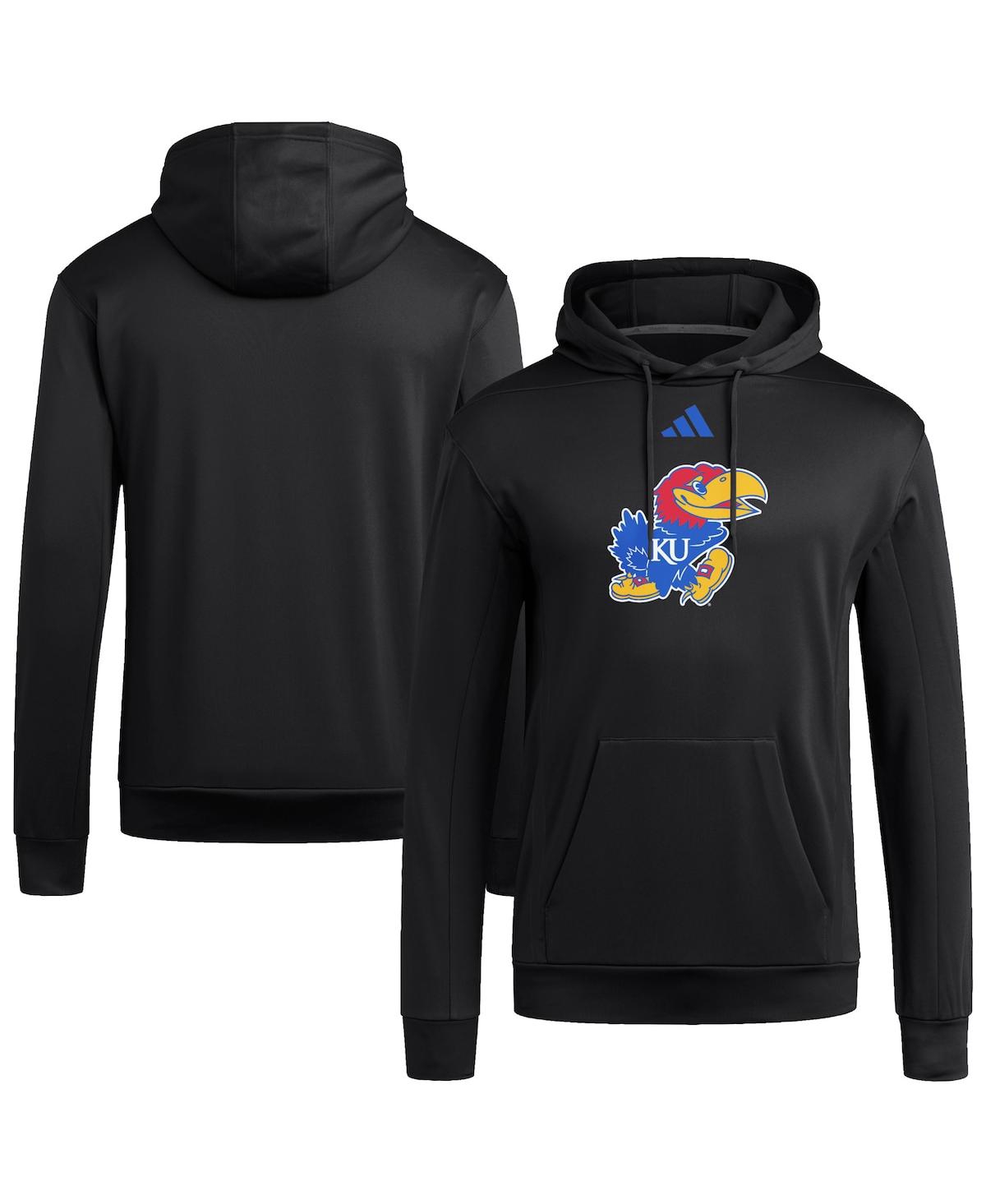 Adidas Men's Black Kansas Jayhawks Locker Logo Fleece Pullover Hoodie - Black