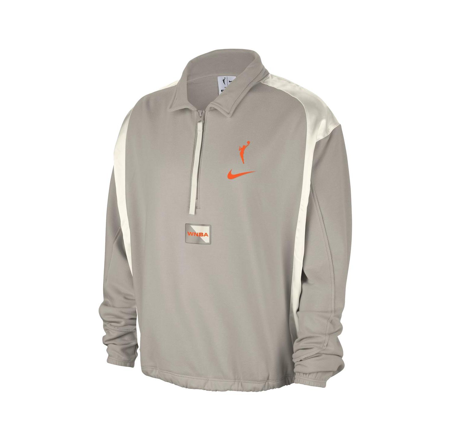 Women's Gray WNBA Basketball Fleece Quarter-Zip Performance Pullover Sweatshirt