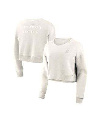 Fanatics - Women's Cream Dallas Cowboys Studio Tri-Blend Cropped Pullover Sweatshirt