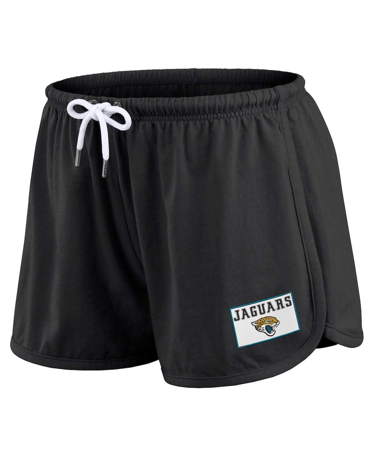 Wear By Erin Andrews Women's 2-piece Black Jacksonville Jaguars Heavy Rugby Jersey Long Sleeve T-shirt And Shorts Lounge  In Black