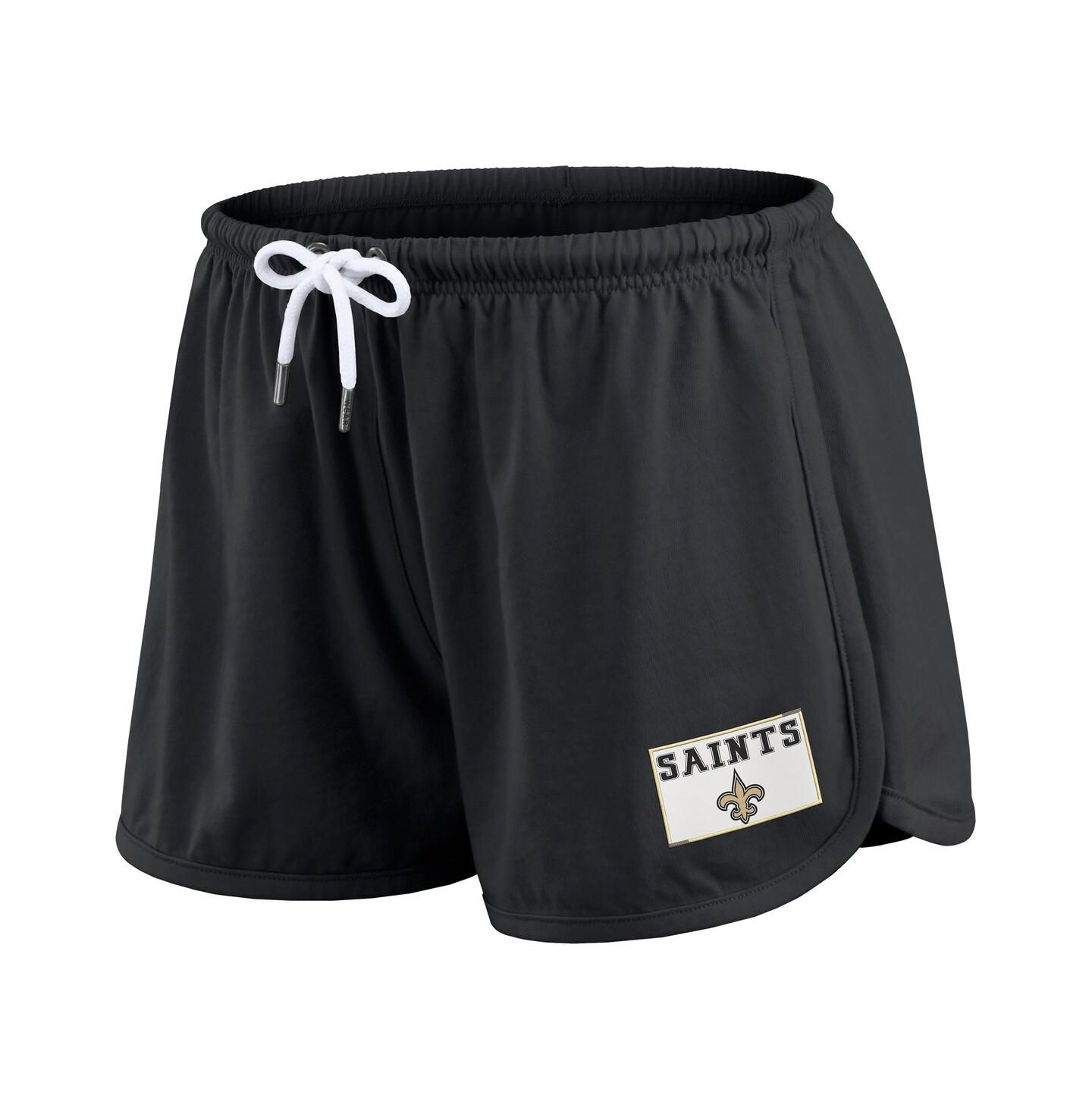 WEAR by Erin Andrews Women's 2-Piece Black New Orleans Saints Heavy Rugby Jersey Long Sleeve T-Shirt and Shorts Lounge Set — фото 4