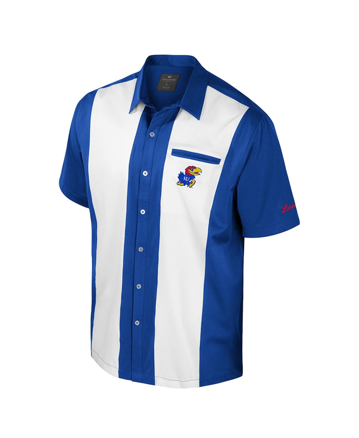 Colosseum Men's Royal Kansas Jayhawks Strike Bowling Button-up Shirt In Multi