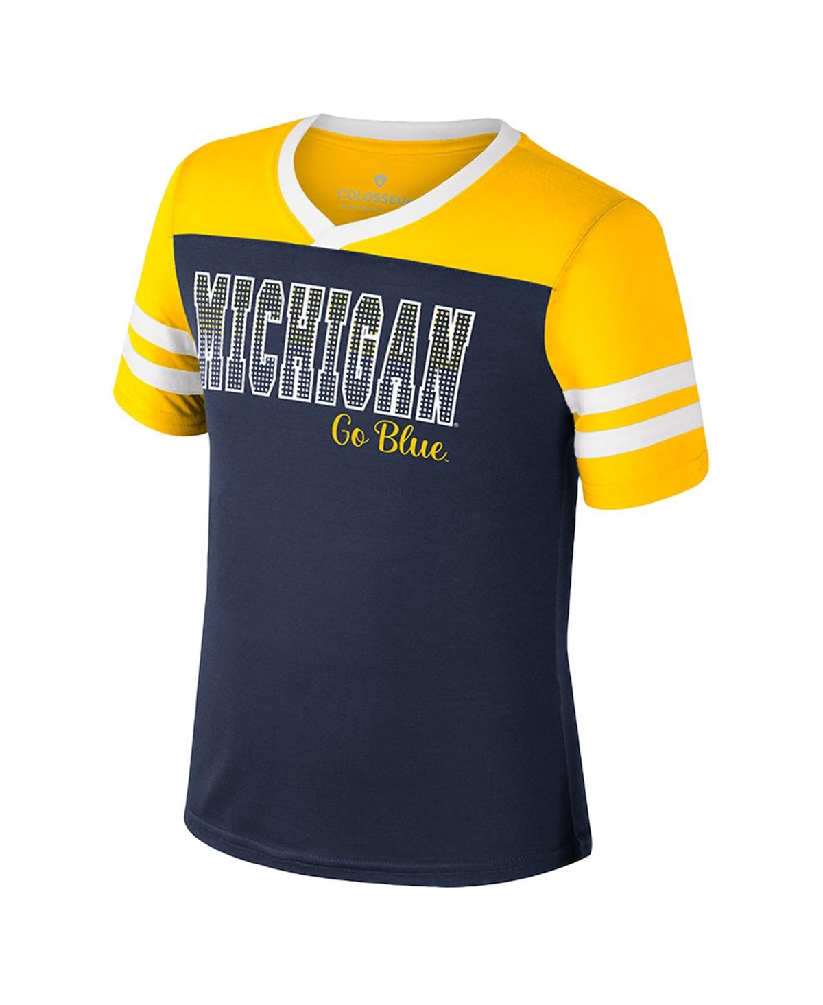 Colosseum Big Girls Navy Michigan Wolverines Space Opera T-shirt In Blue
