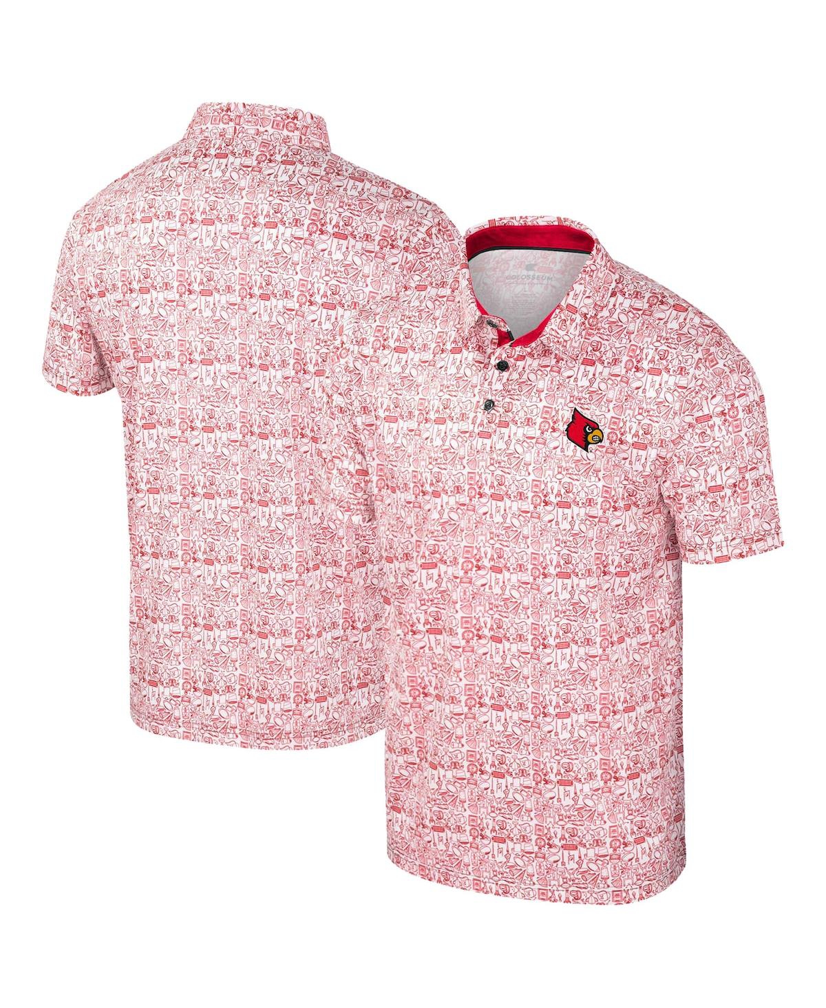 Colosseum Men's Red Louisville Cardinals It's Time Allover Print Polo Shirt In Red