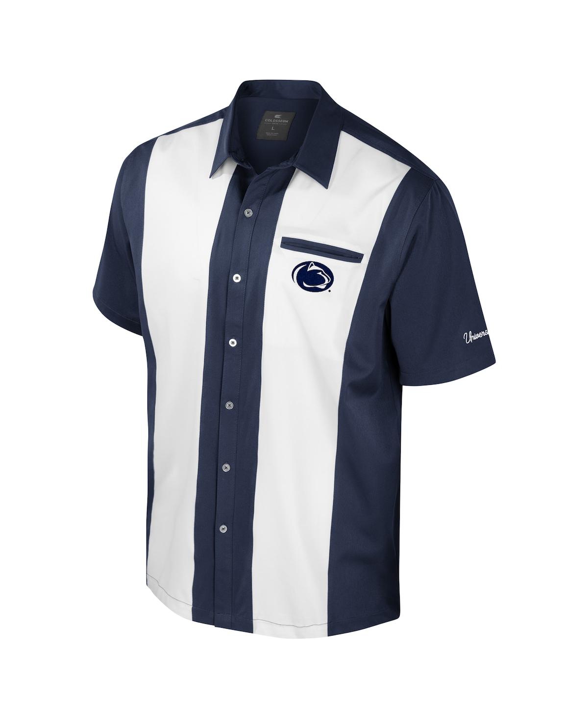 Colosseum Men's Navy Penn State Nittany Lions Strike Bowling Button-up Shirt In Blue