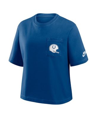 Women's Royal Indianapolis Colts Rewind Pocket Boxy T-Shirt