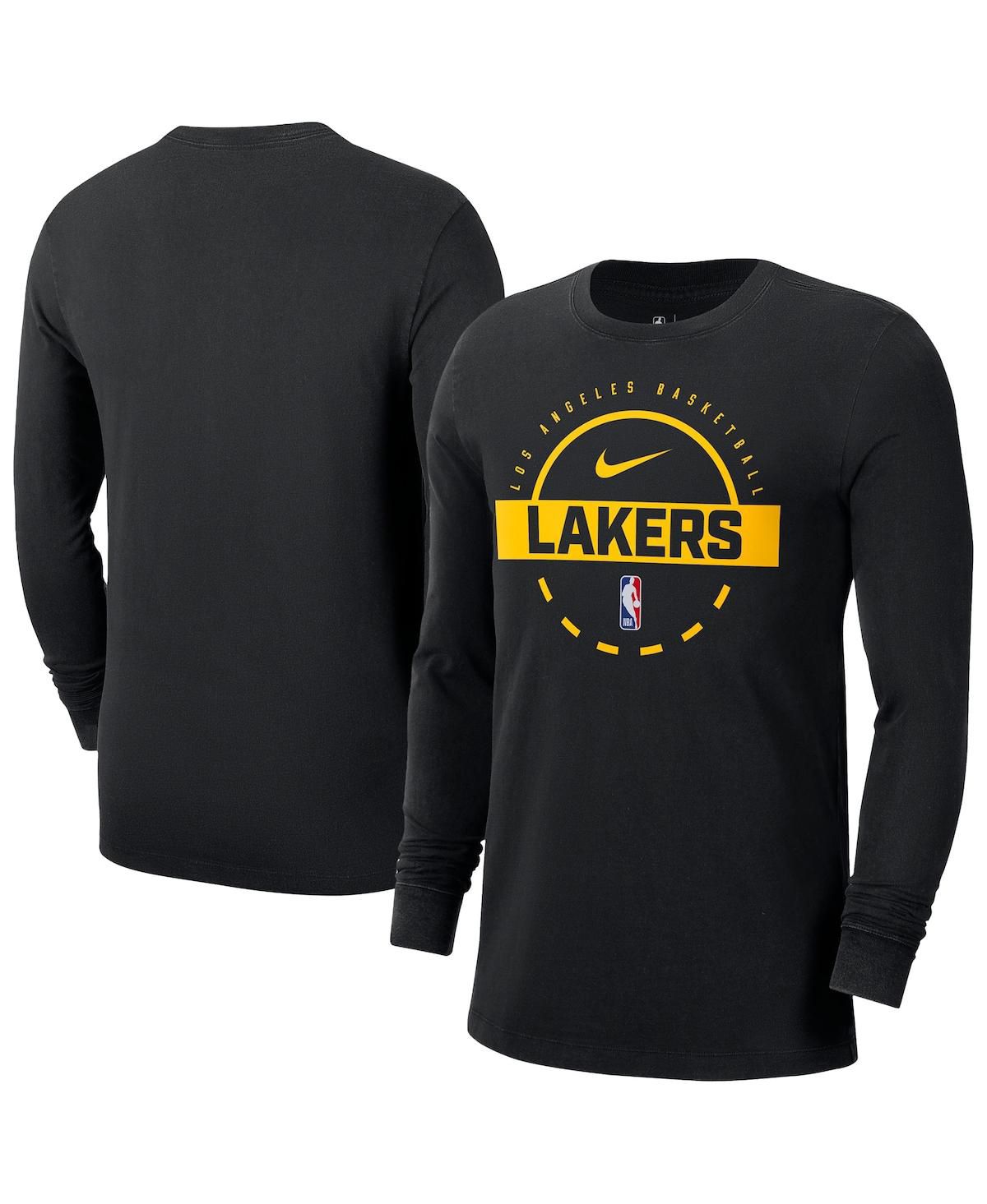 Мужская черная тренировочная футболка Los Angeles Lakers Authentic с длинным рукавом