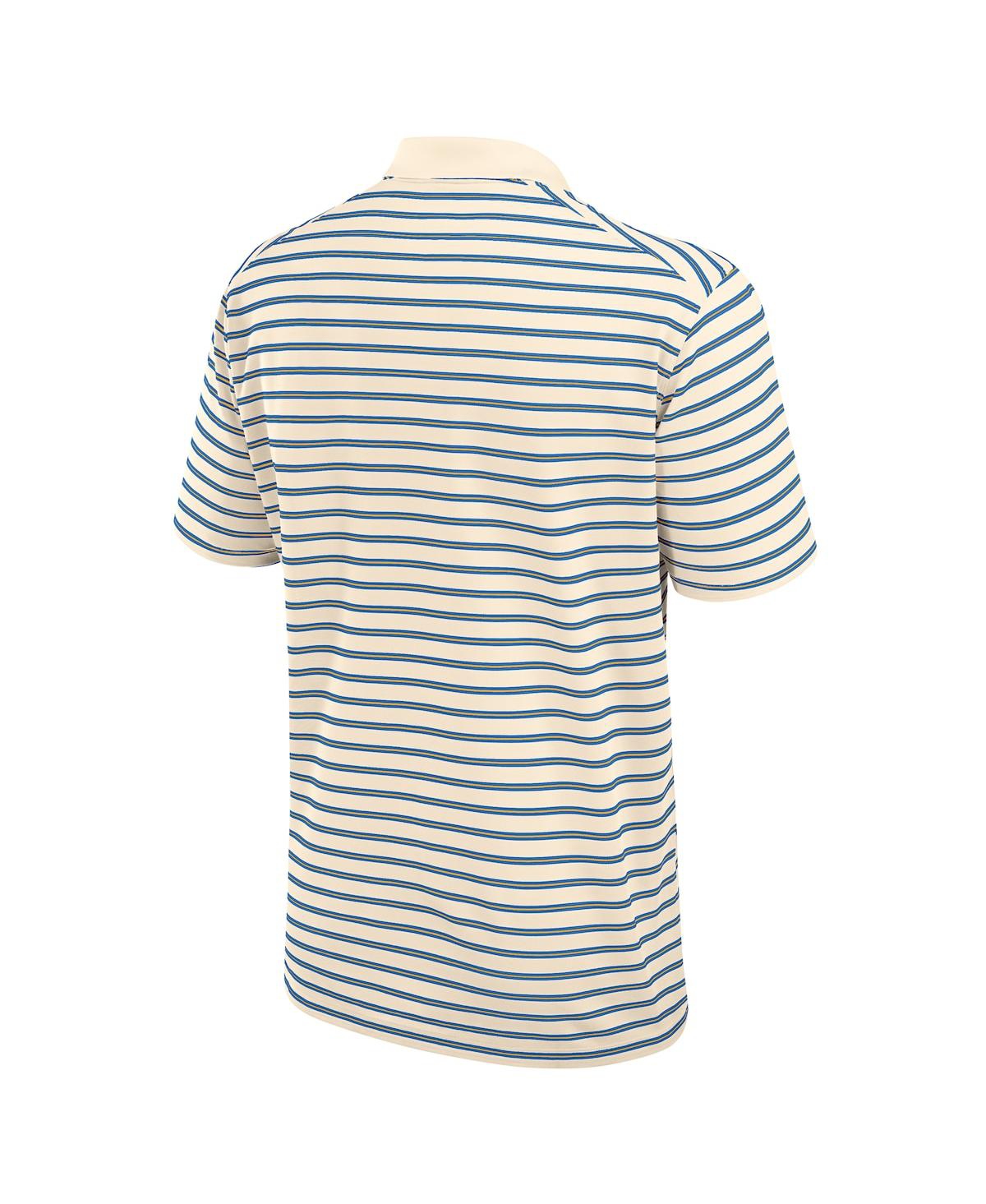 Jordan Men's Tan/blue Ucla Bruins Striped Primary Logo Performance Polo Shirt In Neutral