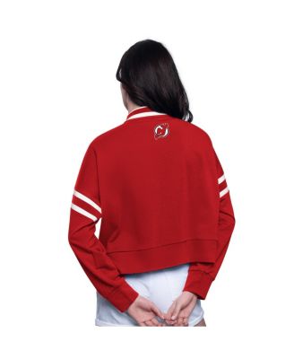 Women's Red New Jersey Devils Power Play Cropped Pullover Sweatshirt