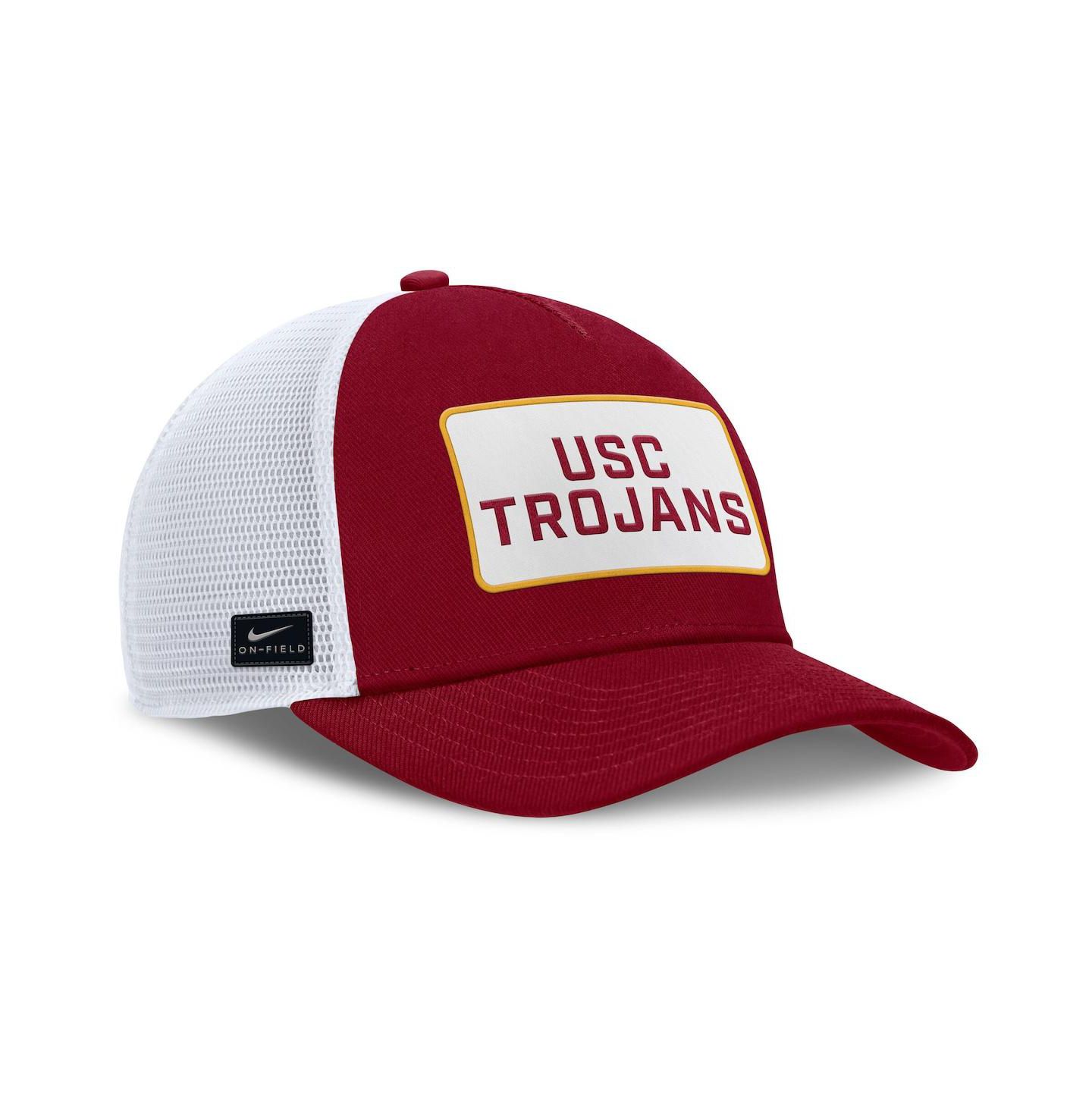 Мужская кепка Nike Cardinal/White USC Trojans 2025 On-Field Rise Patch Trucker Adjustable Hat — фото 3