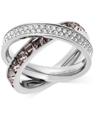 Centennial - Gold-Tone Pav&eacute; and Square-Cut Crystal Crisscross Ring