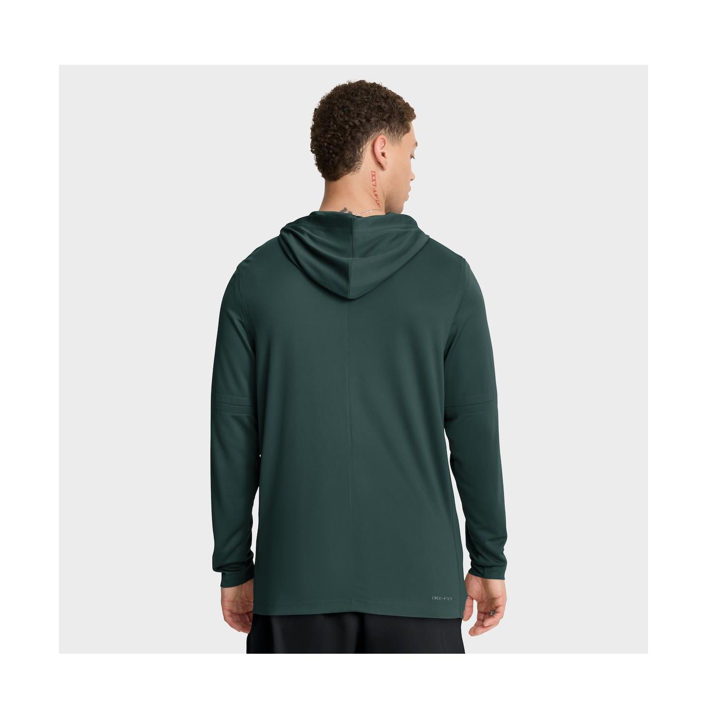 Мужское худи Nike Green Michigan State Spartans 2025 Sideline Performance Long Sleeve T-Shirt — фото 2