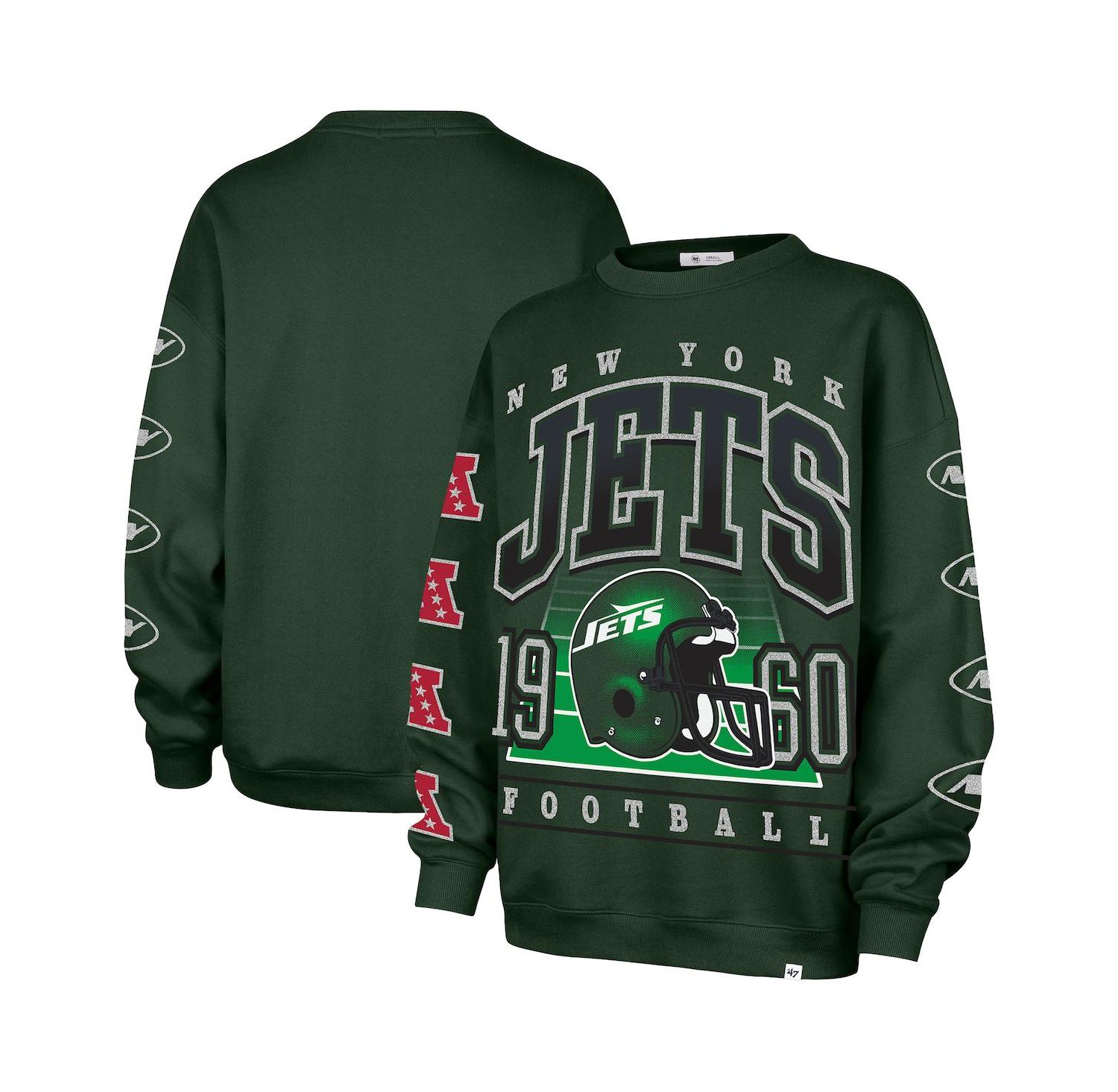 Women's Green New York Jets Go Big Oversized Pullover Sweatshirt