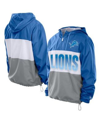 New Era - Men's Blue Detroit Lions Ripstop Quarter-Zip Hooded Windbreaker