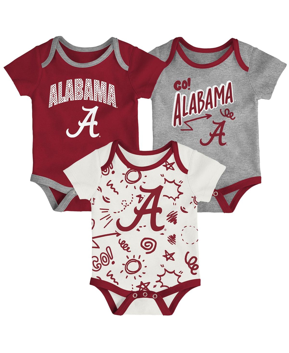 Outerstuff Baby Boys And Girls 3-pack Alabama Crimson Tide All Day Play Bodysuit Set In Multi