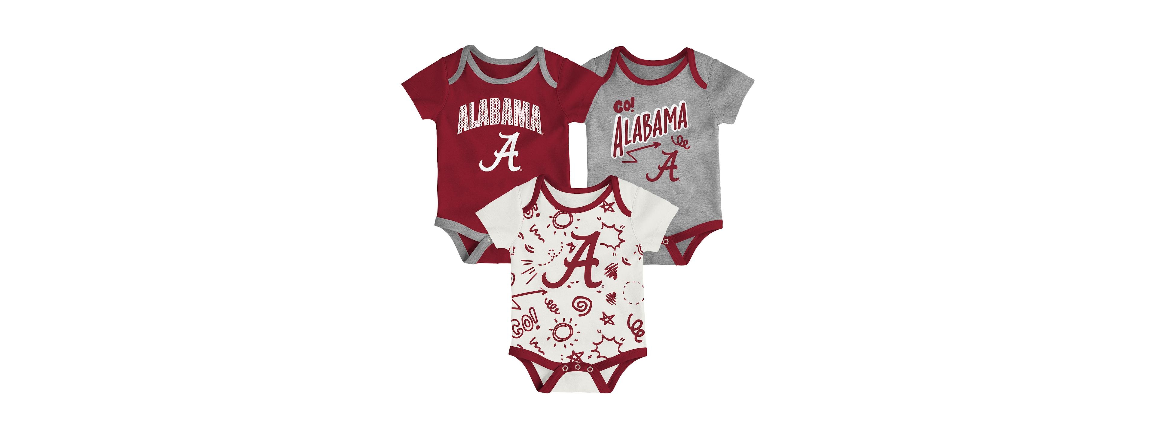 Outerstuff Baby Boys and Girls 3-Pack Alabama Crimson Tide All Day Play Bodysuit Set