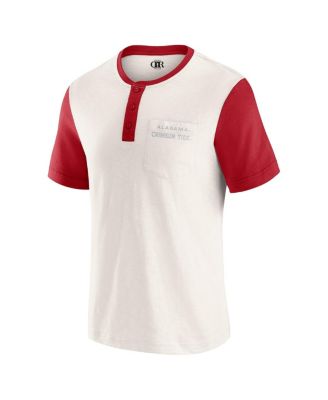 Darius Rucker Collection by Men's Cream/Crimson Alabama Crimson Tide Henley Color Block Slub T-Shirt