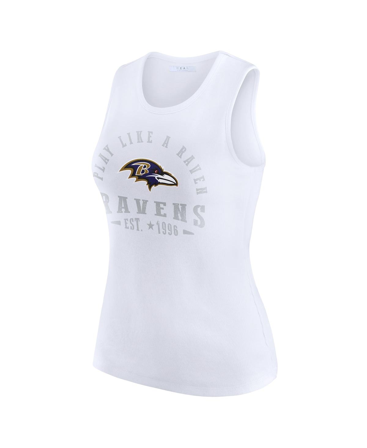Wear By Erin Andrews Women's White Baltimore Ravens Ribbed Graphic Tank Top In White