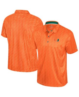 Colosseum - Men's Orange Miami Hurricanes Football Print Polo Shirt