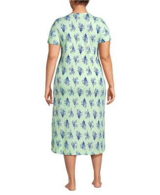 Plus Size Cotton Short Sleeve Midcalf Nightgown