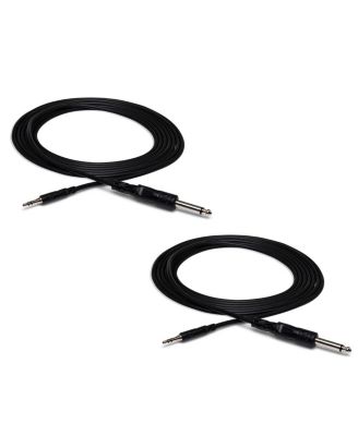 2x Stereo Mini Male to 1/4" Mono Male Cable, 5'