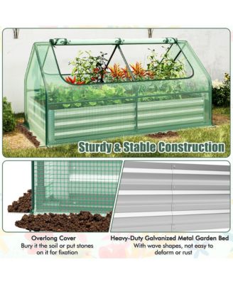 Galvanized Steel Raised Garden Bed Metal Planter Box Kit w/ Mini Greenhouse Cover 71'' x 35.5'' x 36''