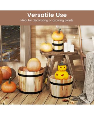 Outdoor Wooden Planter Box Set of 3 w/ Drainage Holes for Flower Herb Shrub