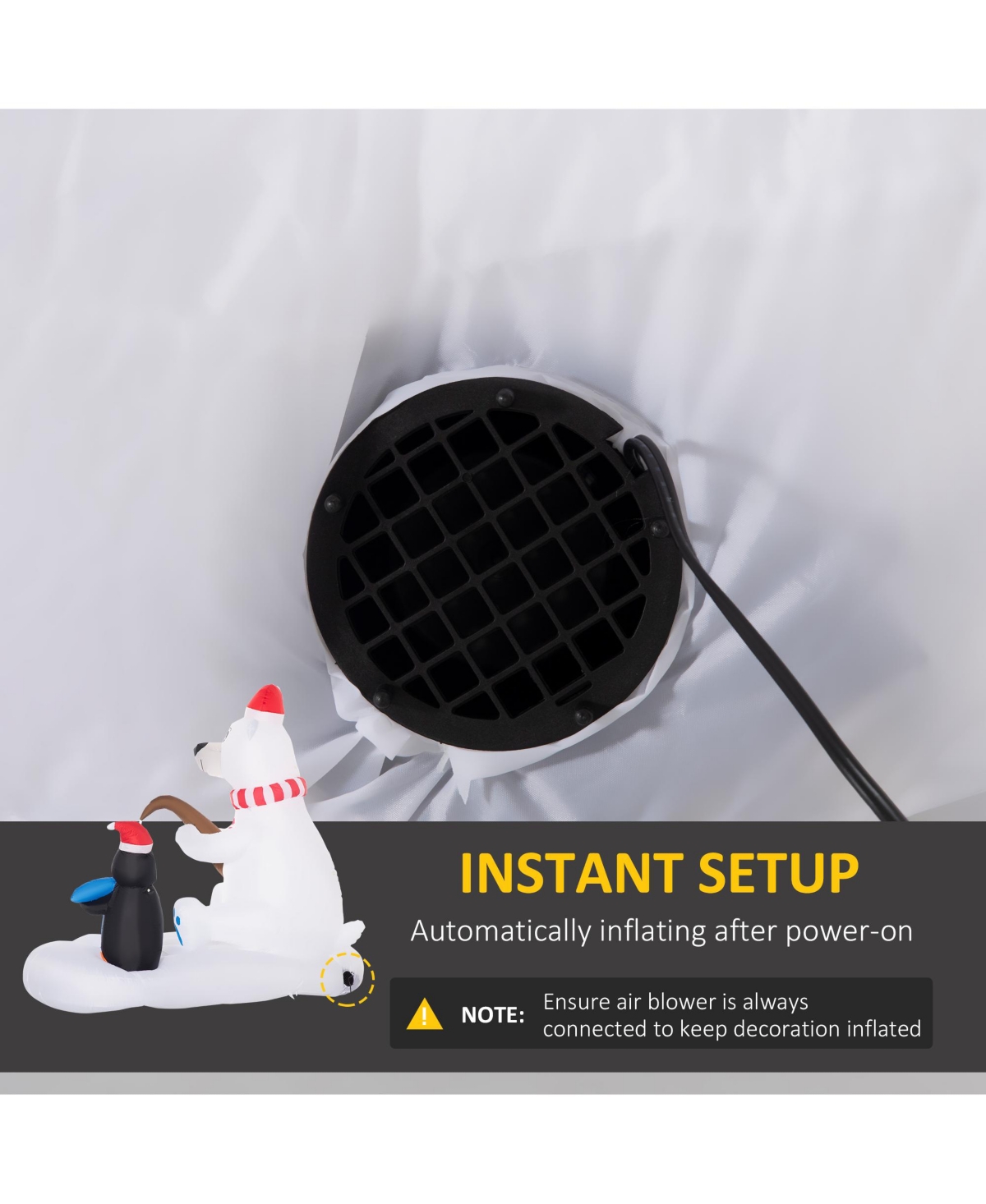 Outsunny 6' Inflatable Christmas Polar Bear and Penguin Fishing on Board Led