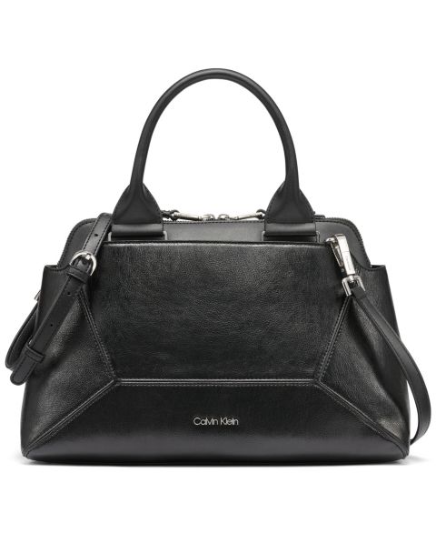 Женская сумка Calvin Klein Heidi Top Zipper Convertible Satchel, цвет: Чёрный / Серебряный