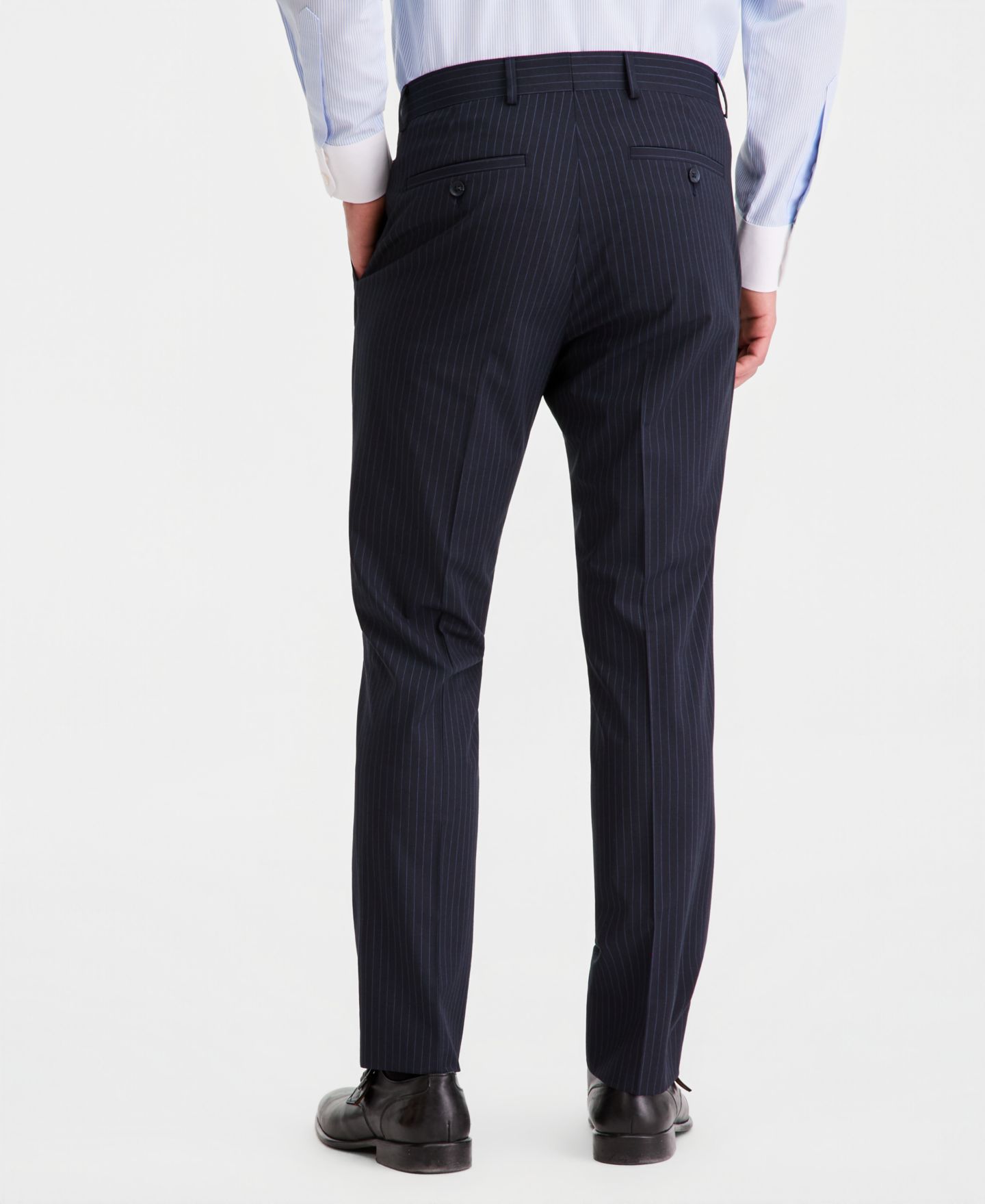 Мужские брюки Kenneth Cole Reaction Slim-Fit Techni-Cole Pinstripe Suit Separate, цвет: Тёмно-синий — фото 4