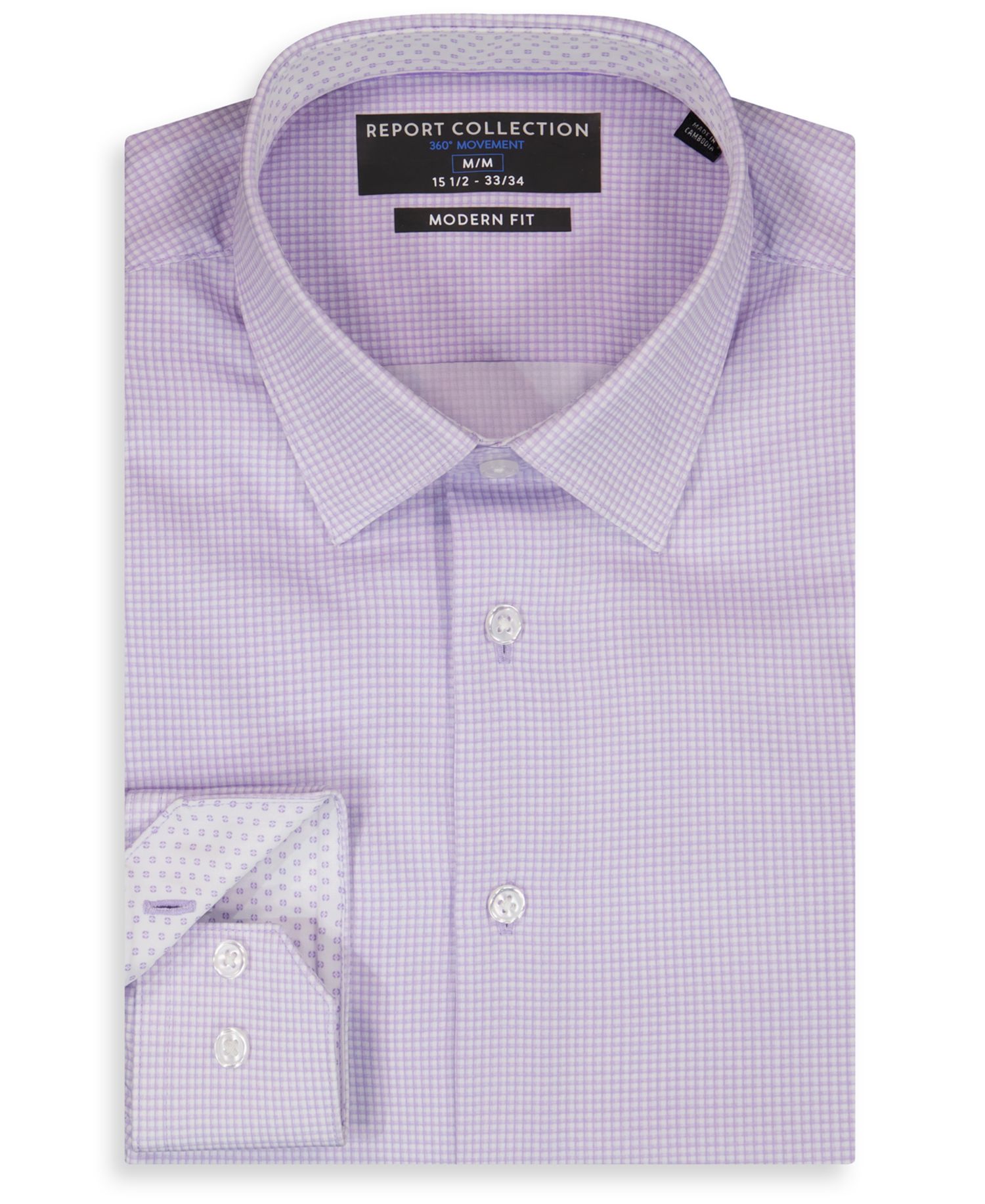 Men's Long Sleeve 4-Way Check Print Dress Shirt