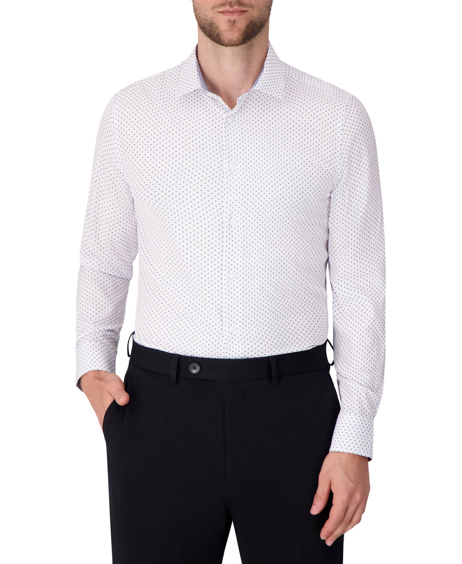 Men's Long Sleeve 4-Way Geo Print Dress Shirt