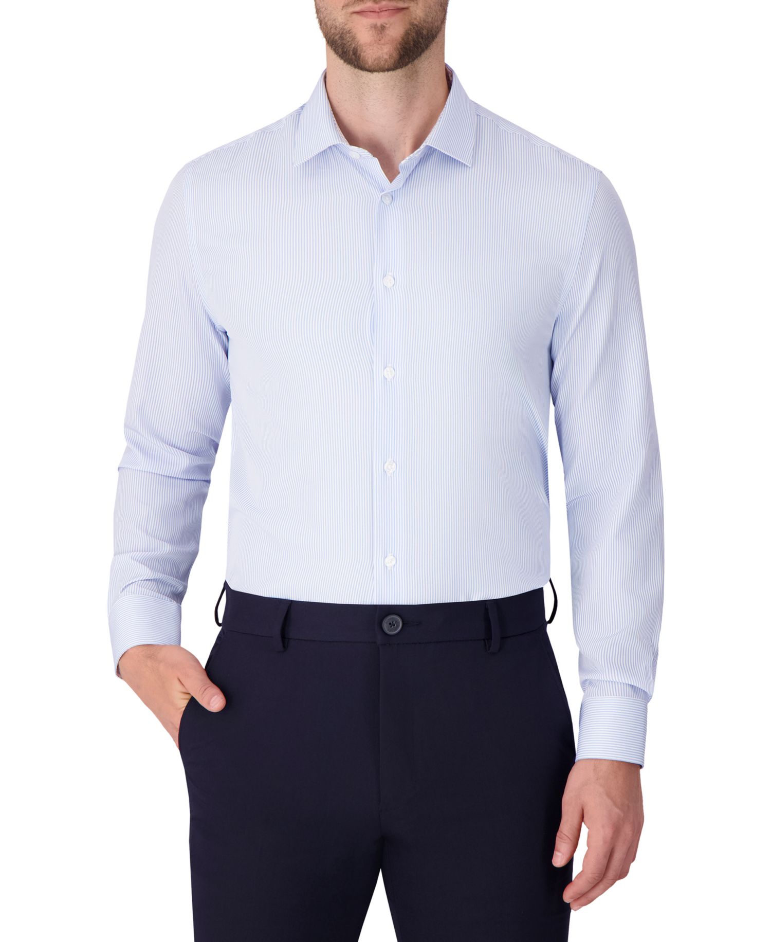 Men's Long Sleeve 4-Way Stripe Dress Shirt
