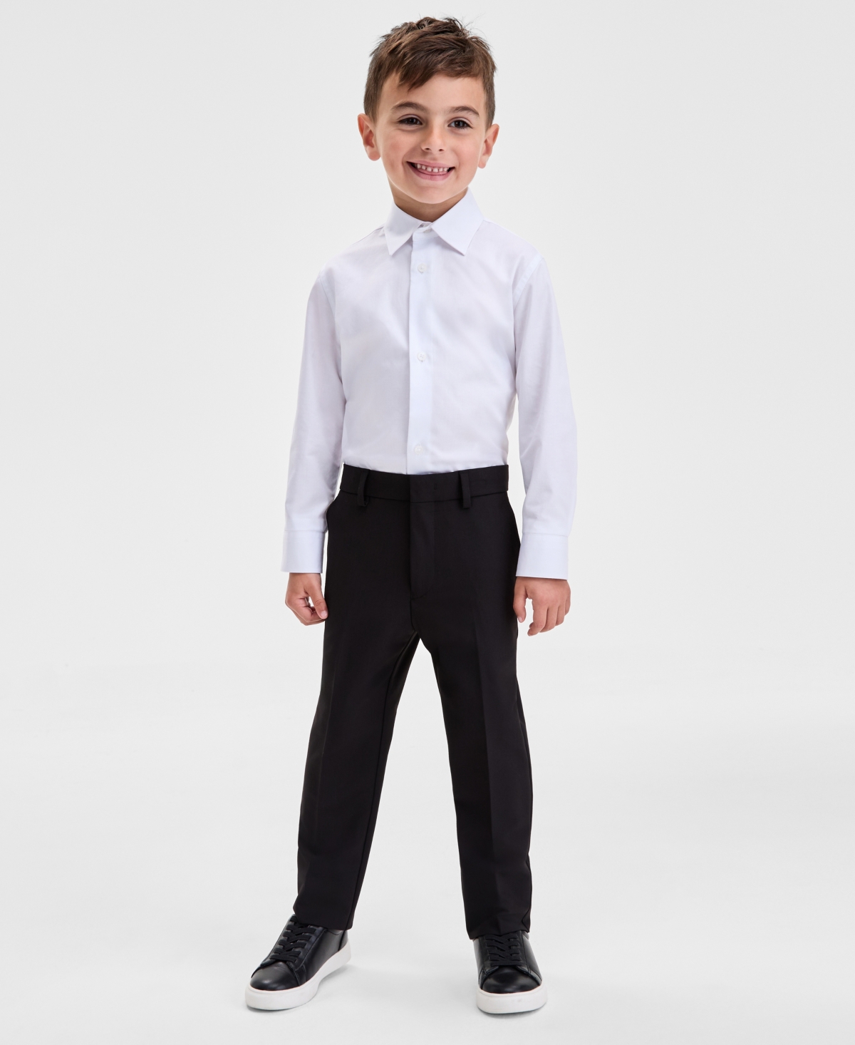 Kenneth Cole Reaction Little Boys Flat Front Pants In Black
