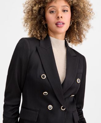 Women&#39;s Textured-Satin Faux-Double-Breasted Blazer