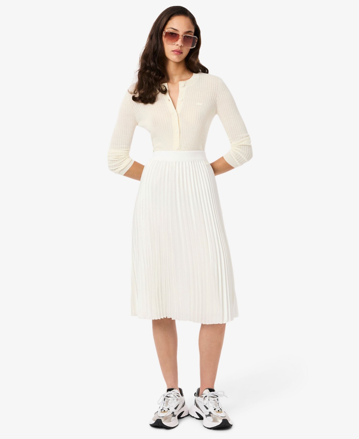 Lacoste Usa Women's Pleated Midi Skirt In Brown