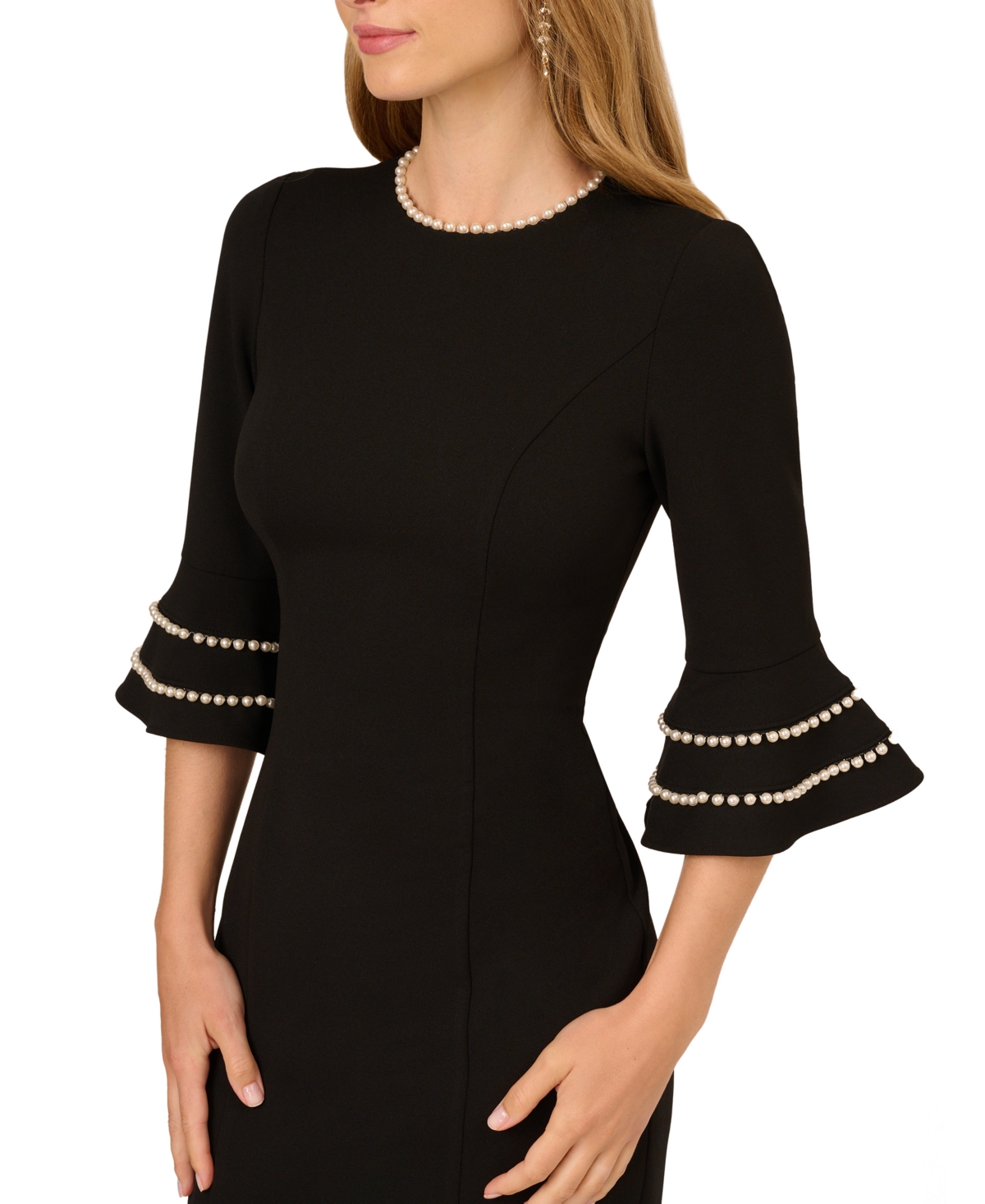 Adrianna Papell Plus Size 3/4-sleeve Sheath Dress In Black