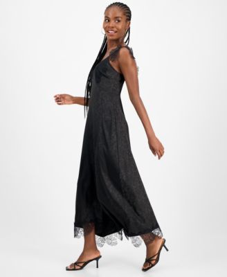 Women's Lace-Trim Jacquard Slip Dress, Macy's Exclusive