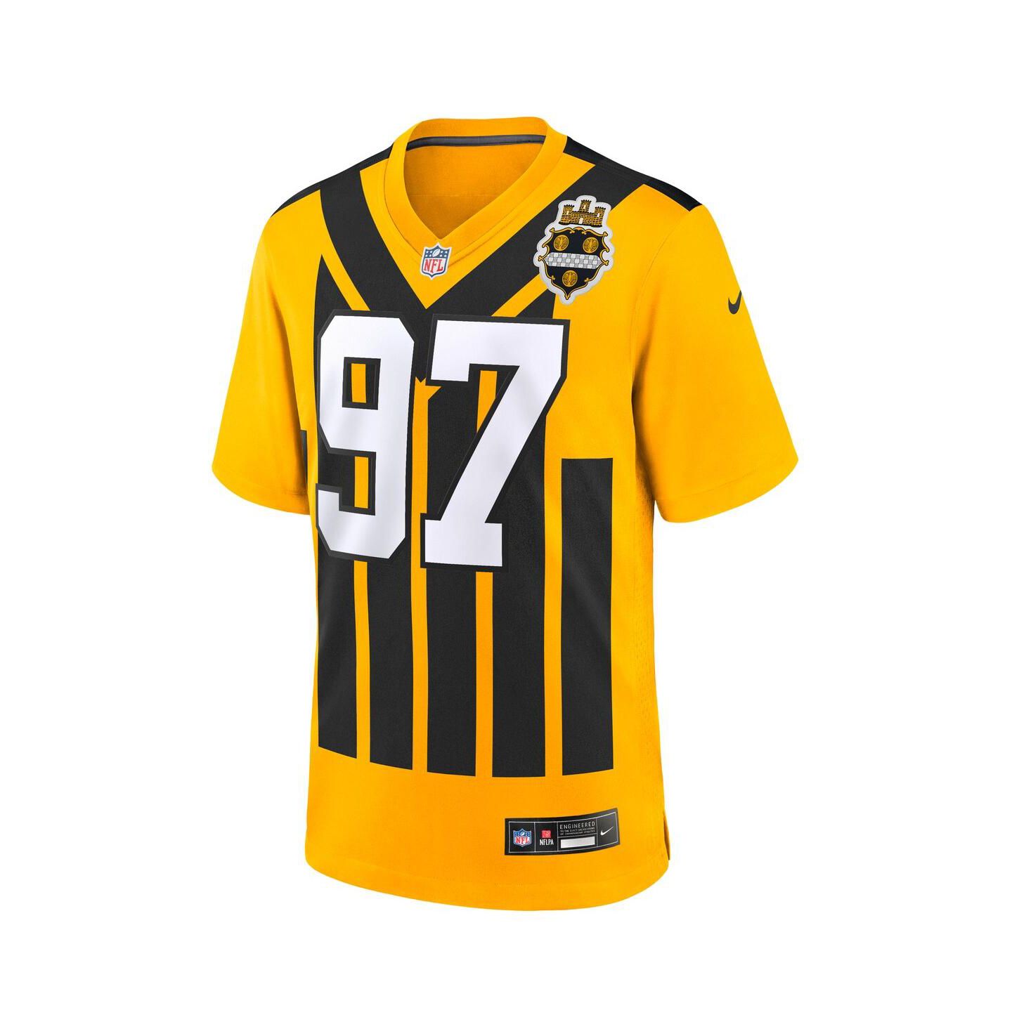 Мужской топ Nike Cameron Heyward Gold Pittsburgh Steelers Alternate 1933 Throwback Game Jersey — фото 2