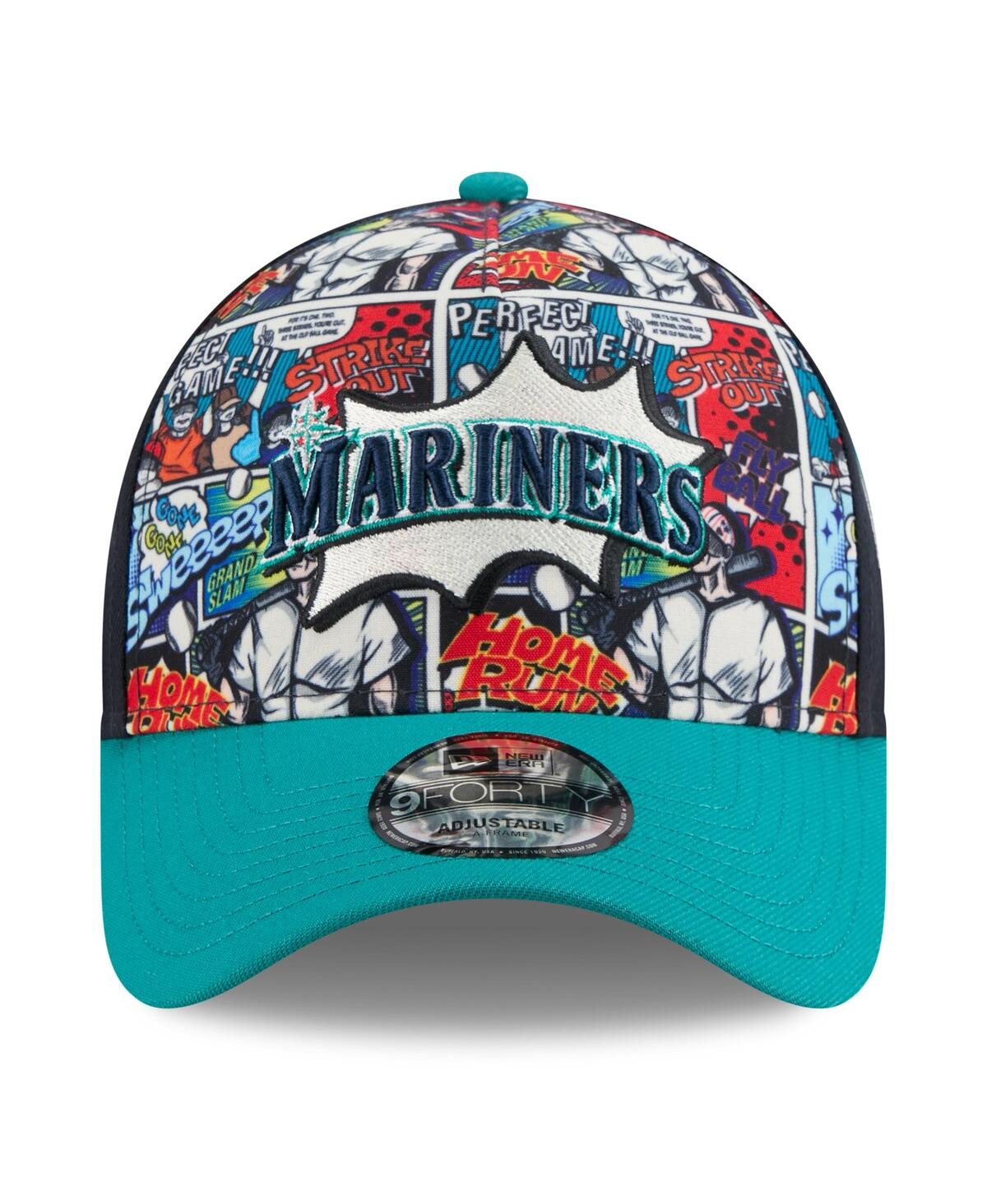 New Era Big Boys And Girls Navy/teal Seattle Mariners 2025 Mlb Diamond Hero Edition A-frame 9forty Adjustabl In Multi