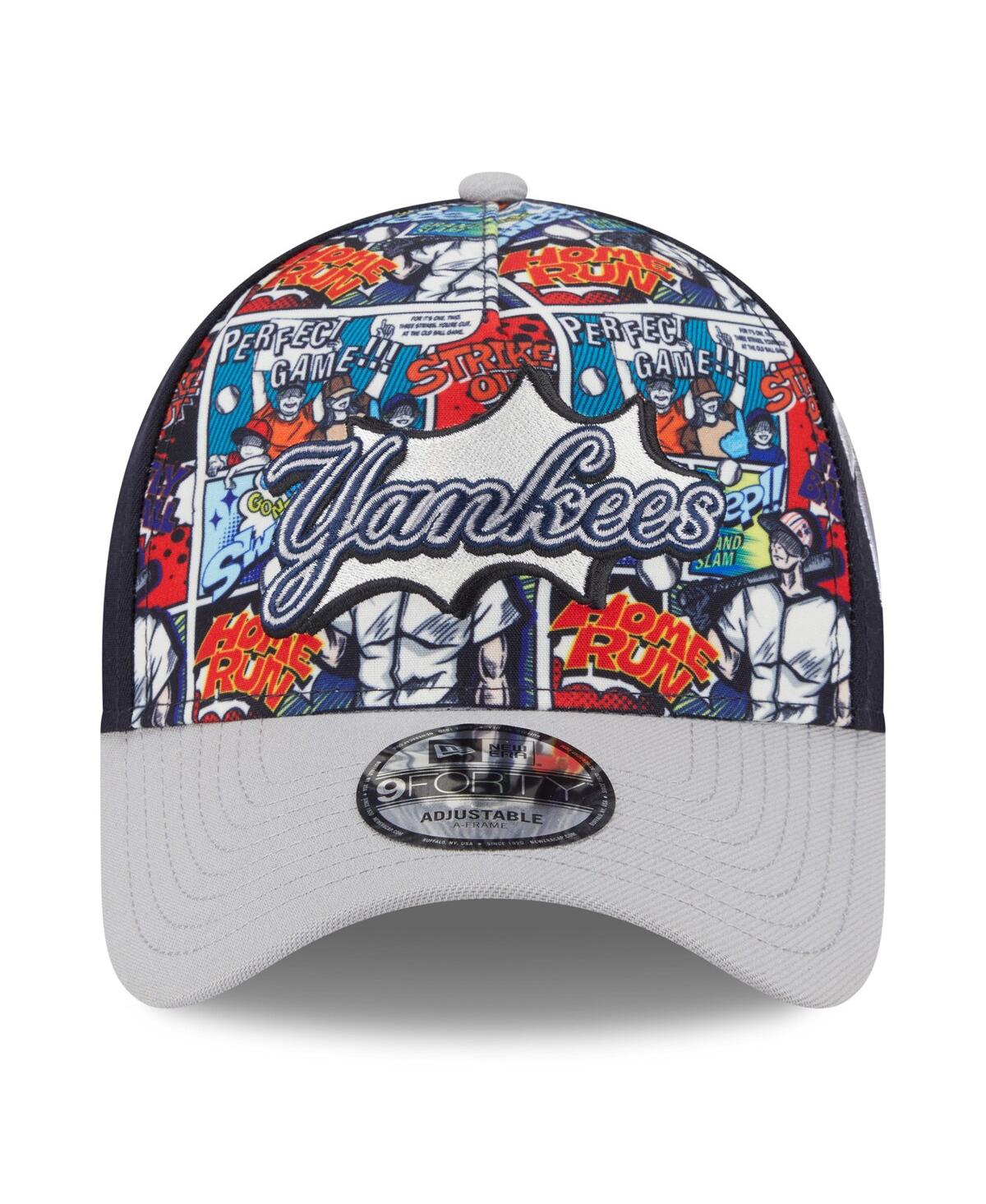 New Era Big Boys And Girls Navy/gray New York Yankees 2025 Mlb Diamond Hero Edition A-frame 9forty Adjustabl In Gray